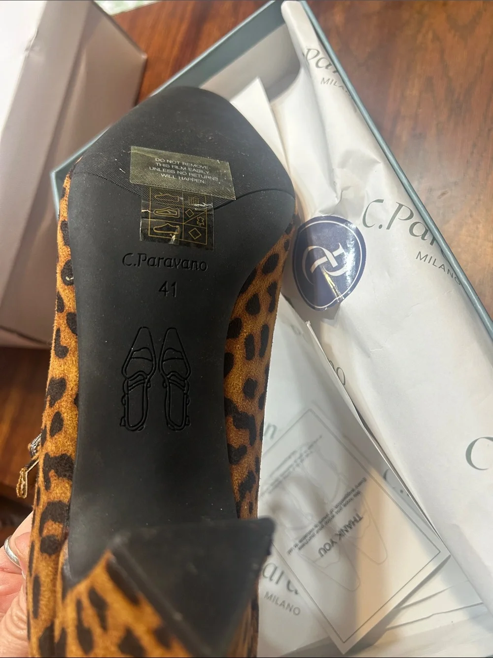 C.Paravano Milano Leopard Print Mary Jane Block Heel Pumps - sz 41 US 11